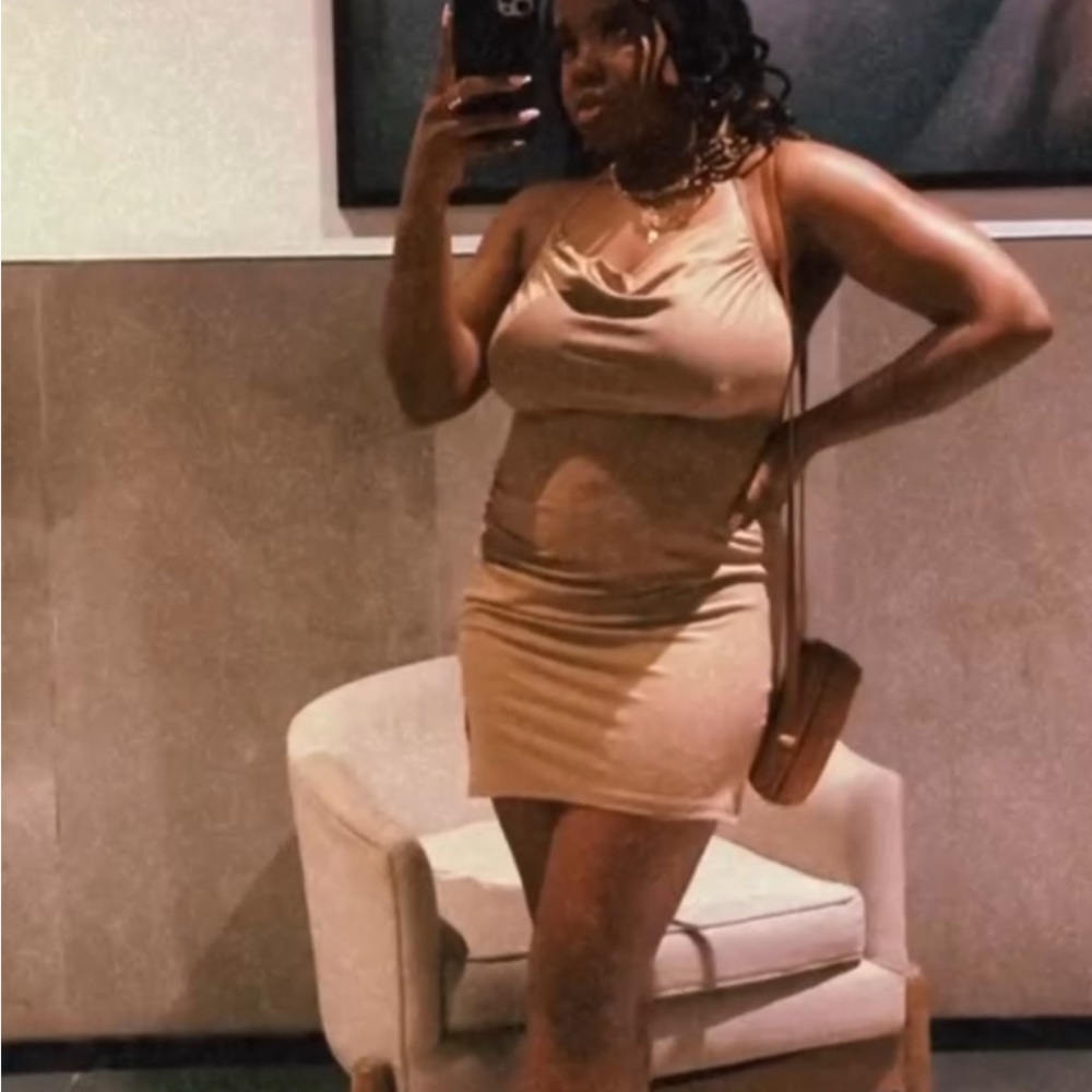 Tan Sleeveless Mini Dress